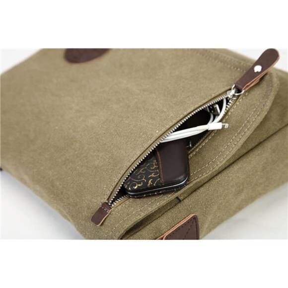 Canvas Messenger Bag Small Crossbody Bag Vintage Shoulder Bag for Men Women - Picture 6 of 8